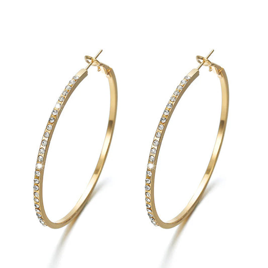 Exaggerated Sparkling Circle Bedazzled Large Earrings