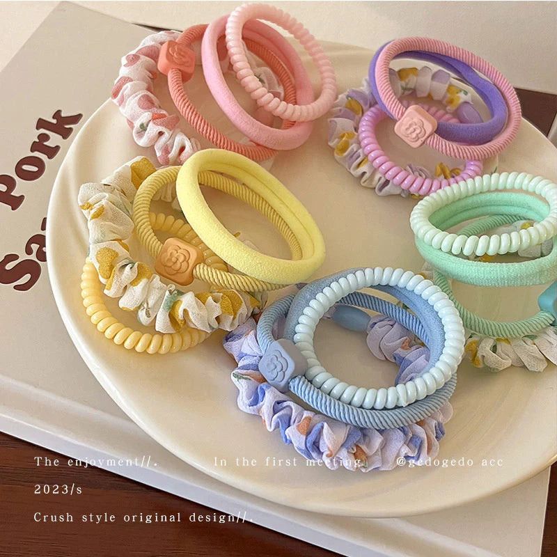 Four-piece Set Dopamine Rubber Band Hair Tie