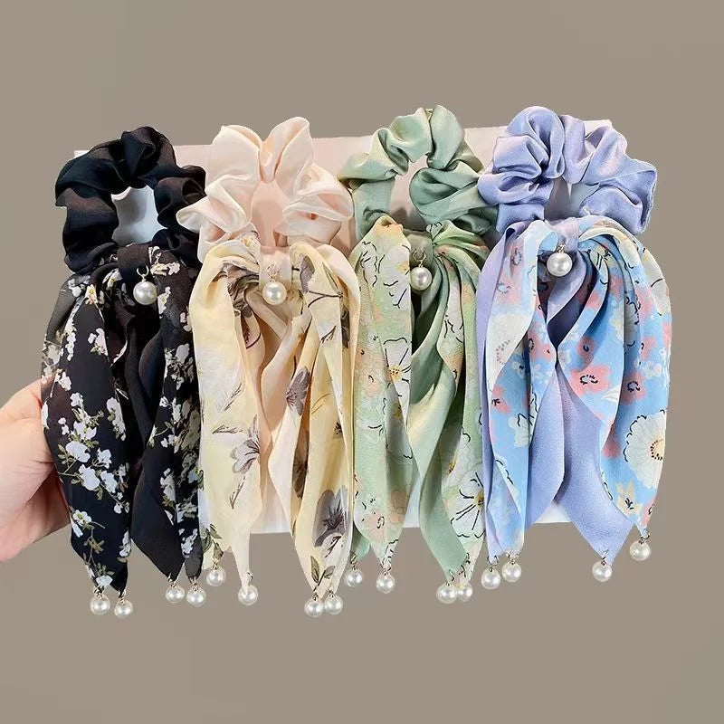 Korean Style Summer Fresh Bow With Pearl Hair Tie (1 Pc)