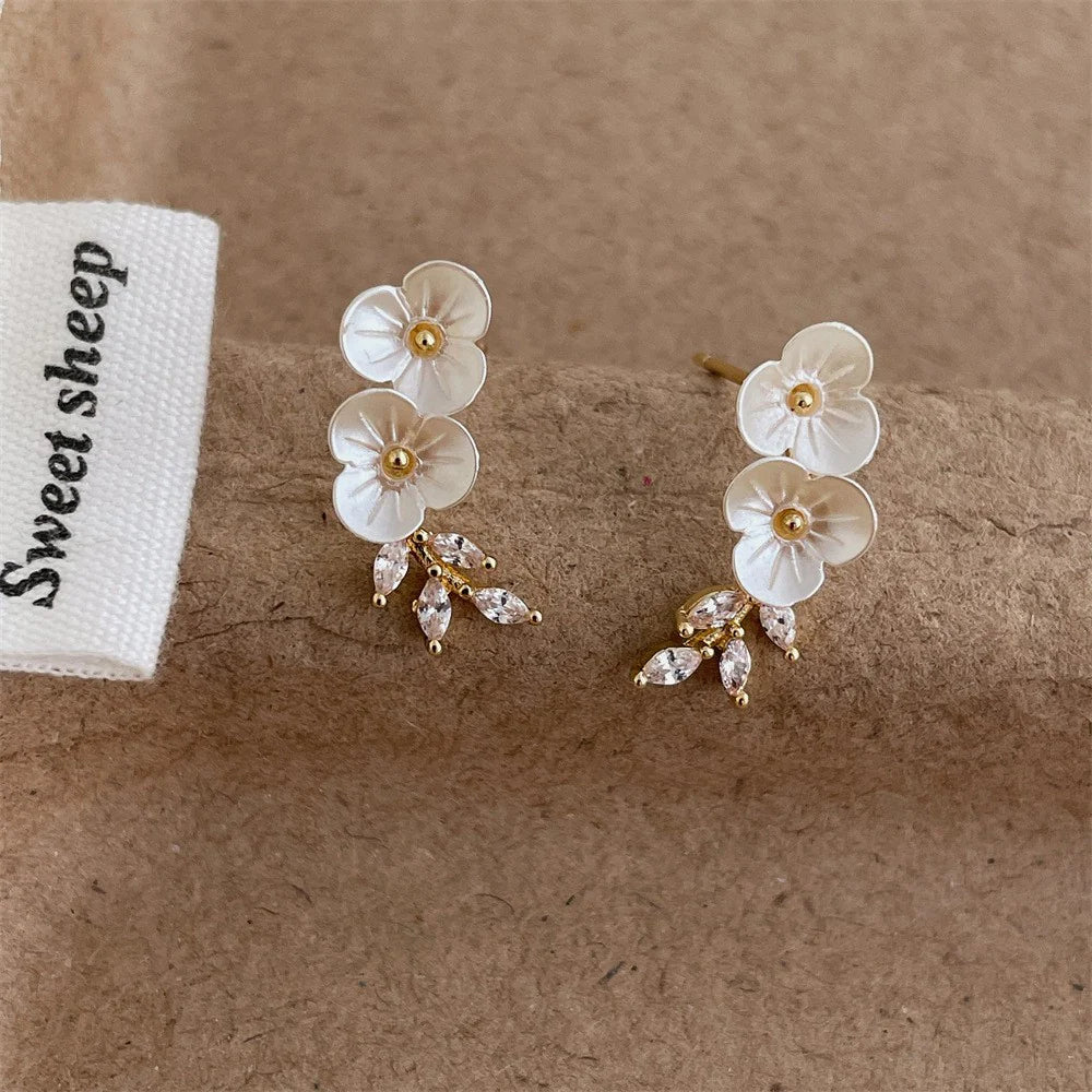 Plum Blossom Branch and Leaf Earrings