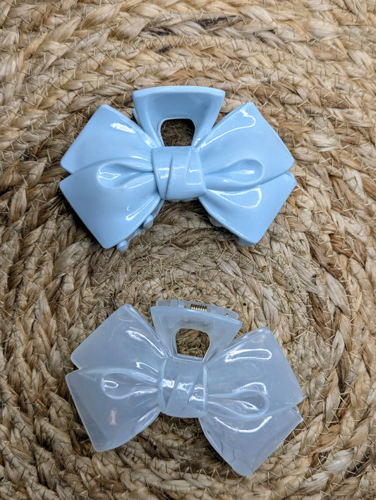 Big Solid Blue Bow Hair Claw