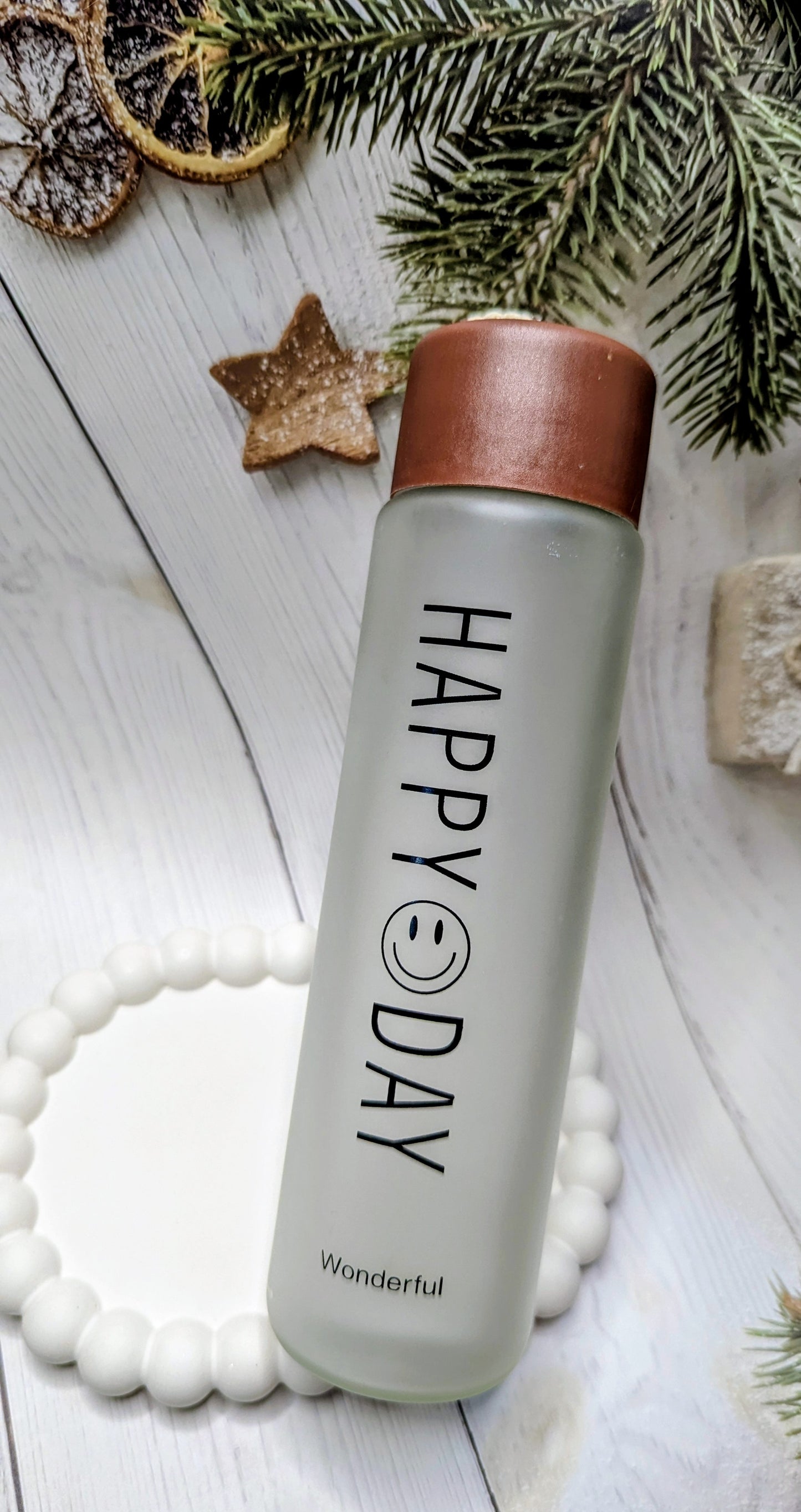 Frosted Glass Water Bottle Lucky Day