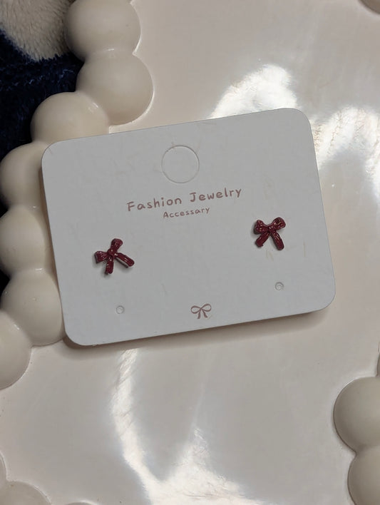Red Bow Small Earring