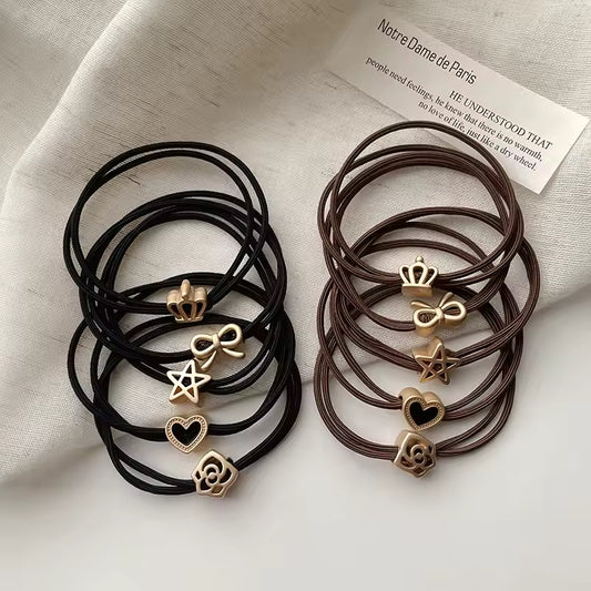 Alloy Ornament Elastic Hair Ties (Set of 5)