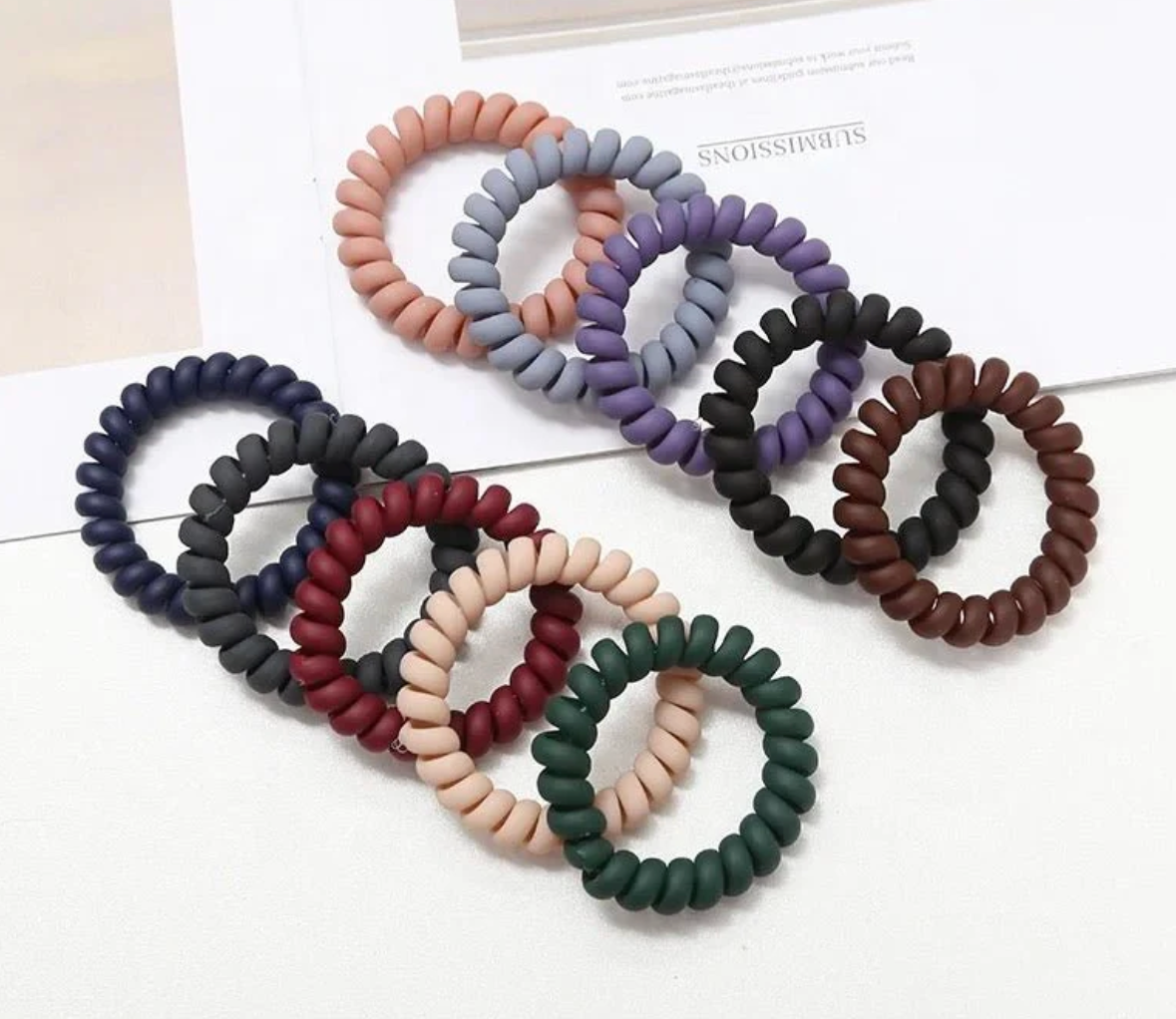 Swirly Hair Ties (Solid Color) (Set of 4)