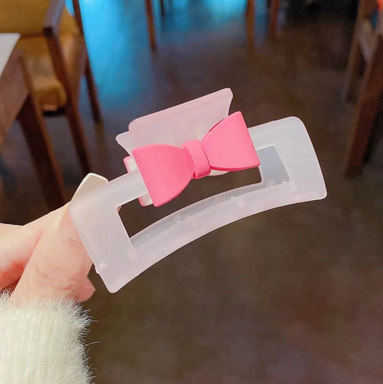 Pince à cheveux coréenne style pastel givré bleu