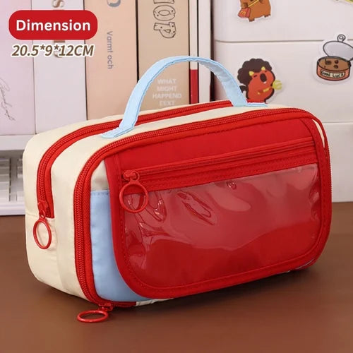 Red And Beige Pencil Case