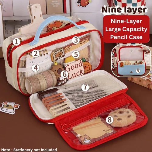 Red And Beige Pencil Case