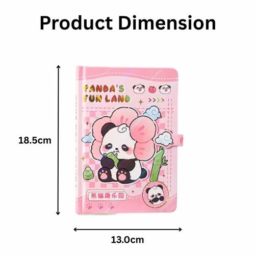Cute Panda Theme Hardbound Notebook with Lock Flap