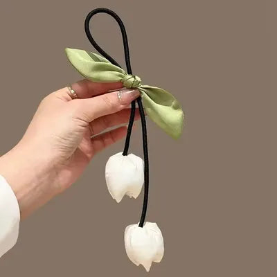 Korean Style Flower Bud Tulip Tassel Hair Rope (1 Pc)