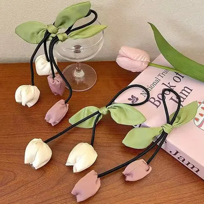 Korean Style Flower Bud Tulip Tassel Hair Rope (1 Pc)