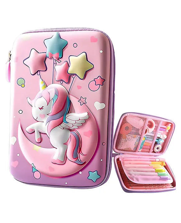 Unicorn Hard Shell 3D Pencil Case (Pink)