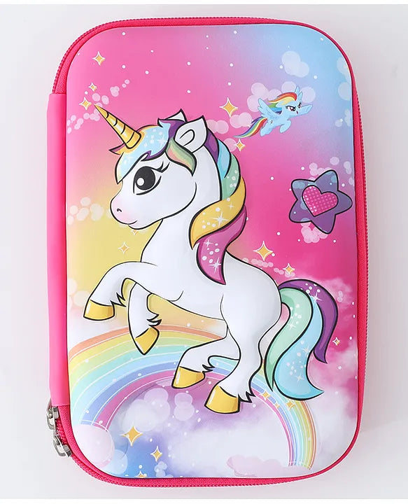 Unicorn Hard Shell 3D Pencil Case (Pink)