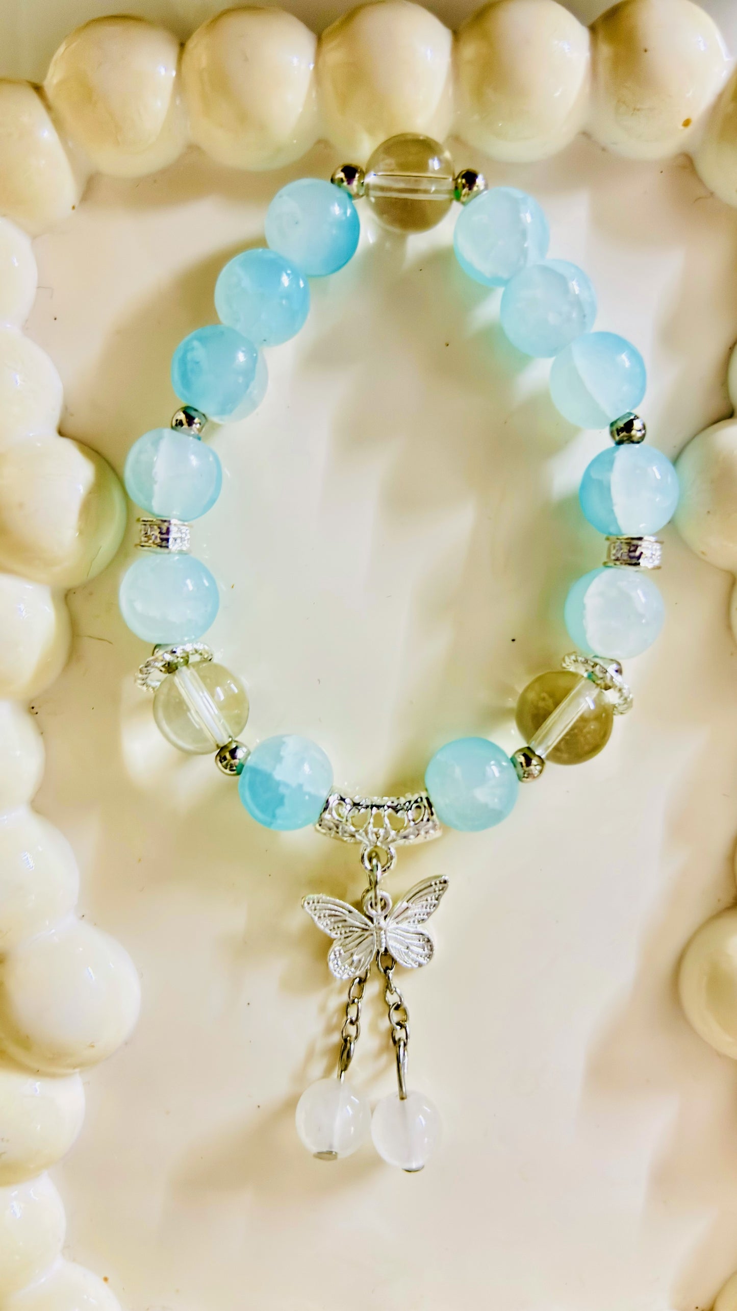 Butterfly Charm Crystal Beaded Bracelet 1 pc