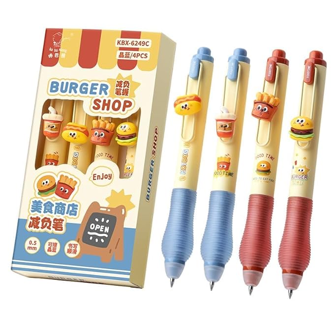 Burger Shop Erasable Blue Gel Pen Set (1 Set)