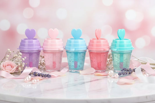 Cute Mini Cup Lip Gloss with Heart Lid