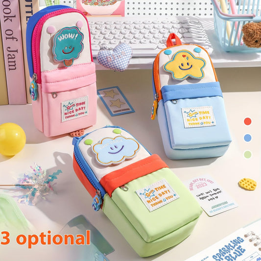 Kawaii Canvas Pencil Case with Compartments