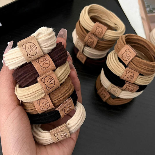 Red Bear High Elastic PonyTail Hair Tie (Set of 5)