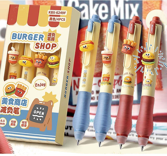 Burger Shop Erasable Blue Gel Pen Set (1 Set)