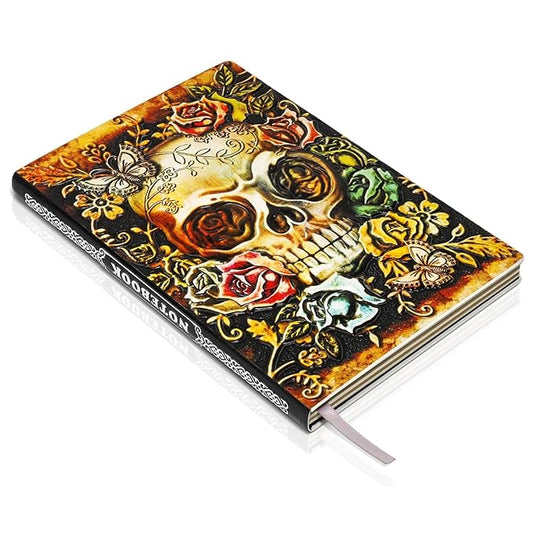 Embossed Skull Vintage Leather Journal Set