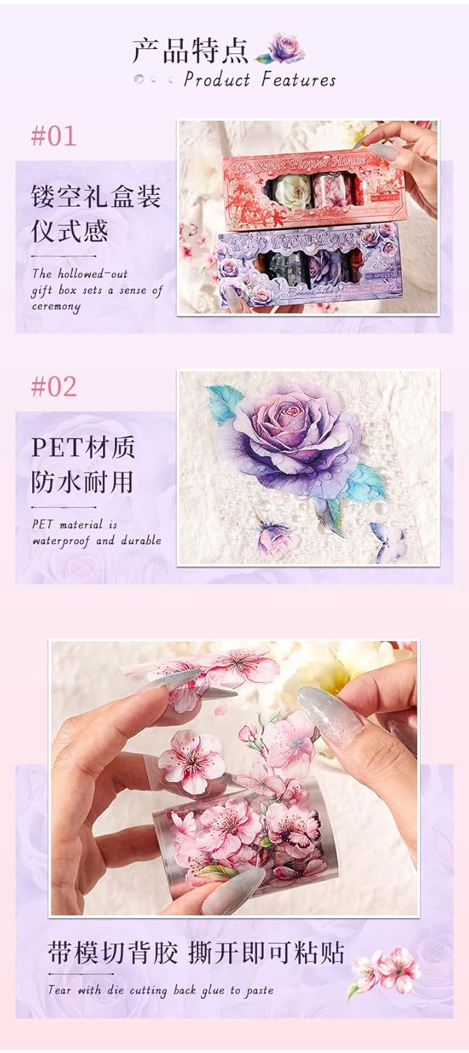 Yin Street Flower House Sticker Rolls