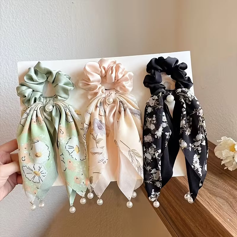Korean Style Summer Fresh Bow With Pearl Hair Tie (1 Pc)