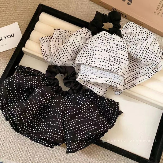 Polka Dot Scrunchie Korean Style Hair Tie (1 Pc)