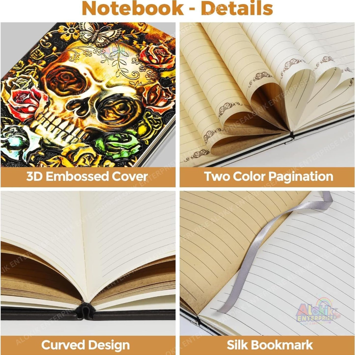 Embossed Skull Vintage Leather Journal Set