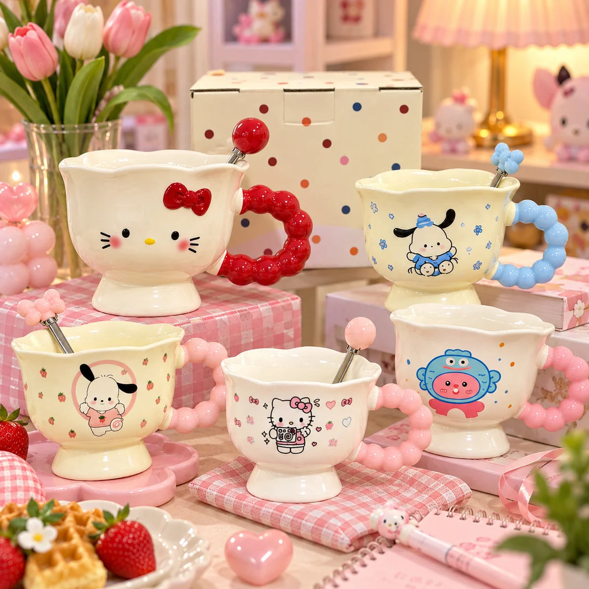 Sanrio Kawaii Ceramic Mug with Spoon & Gift Box – Limited Edition