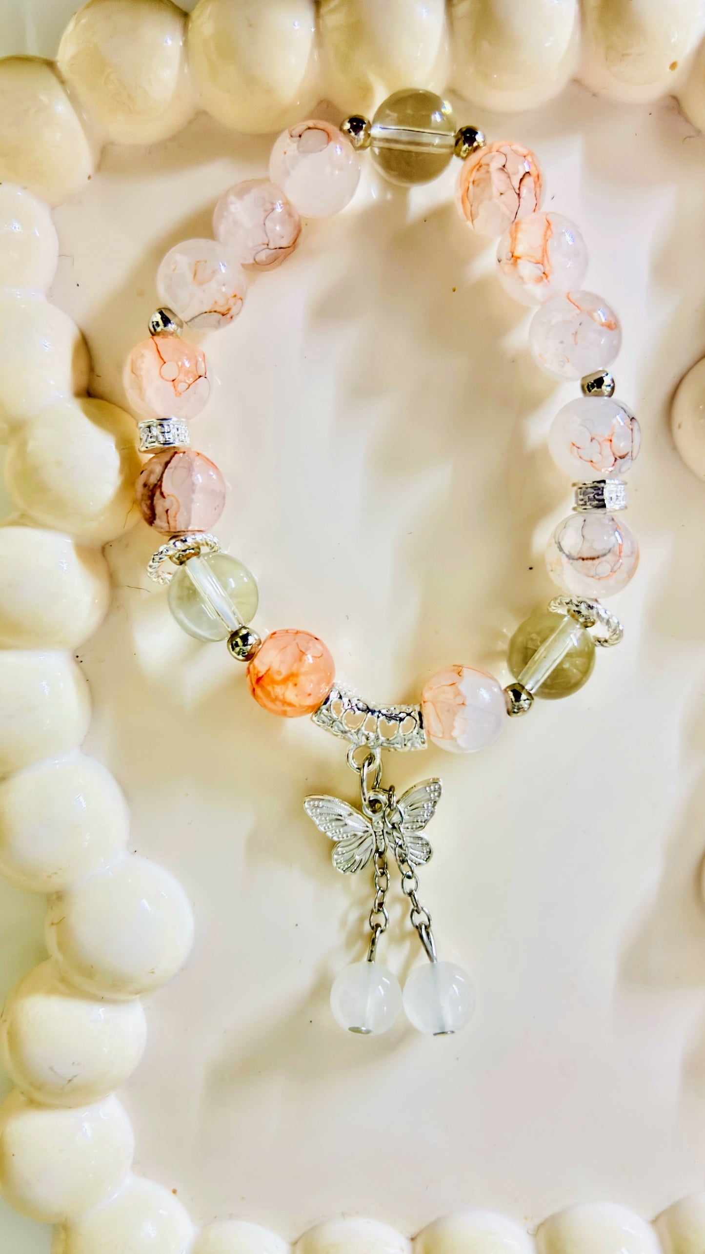 Butterfly Charm Crystal Beaded Bracelet 1 pc