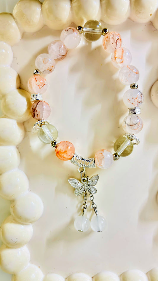 Butterfly Charm Crystal Beaded Bracelet 1 pc