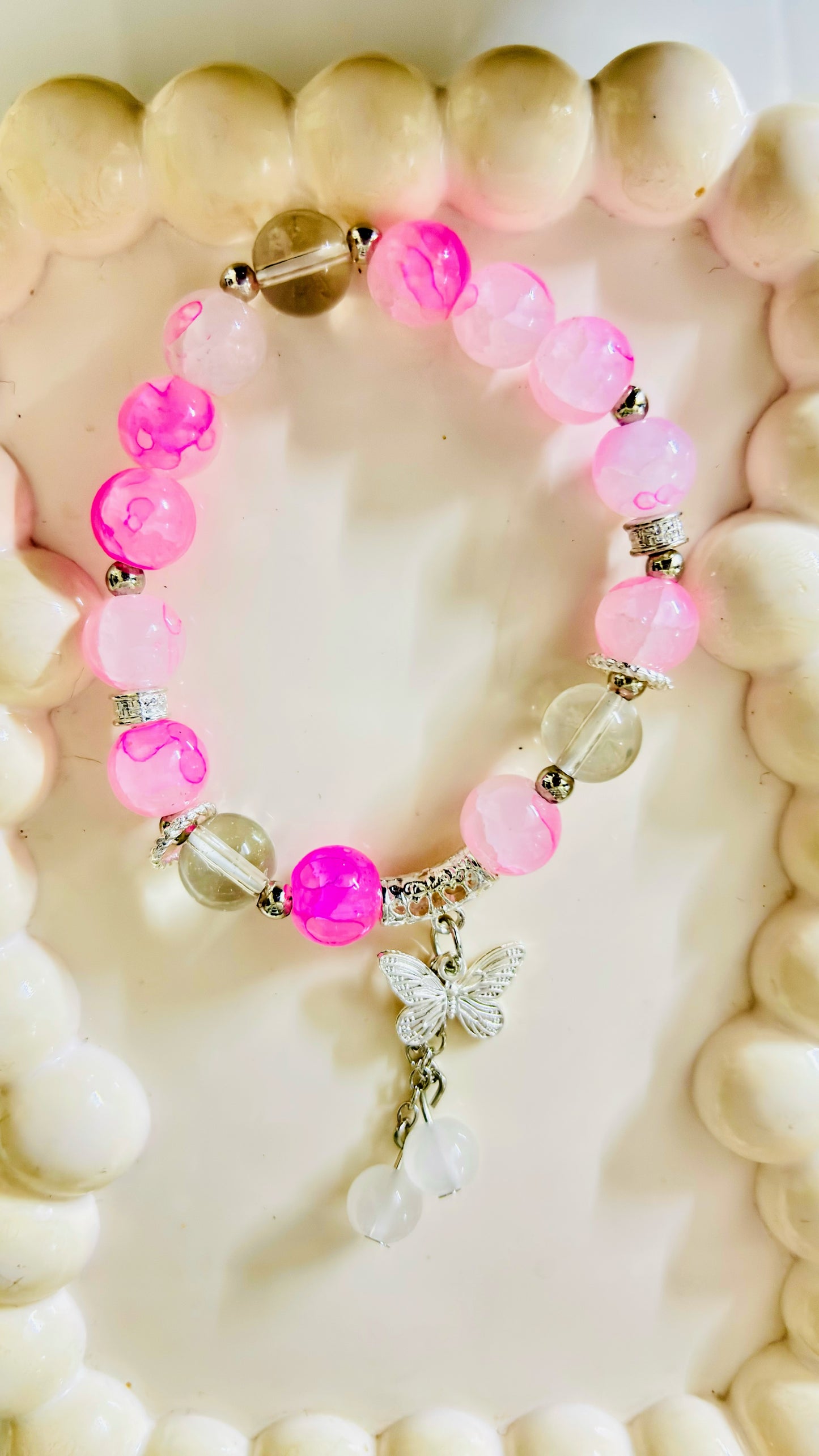Butterfly Charm Crystal Beaded Bracelet 1 pc