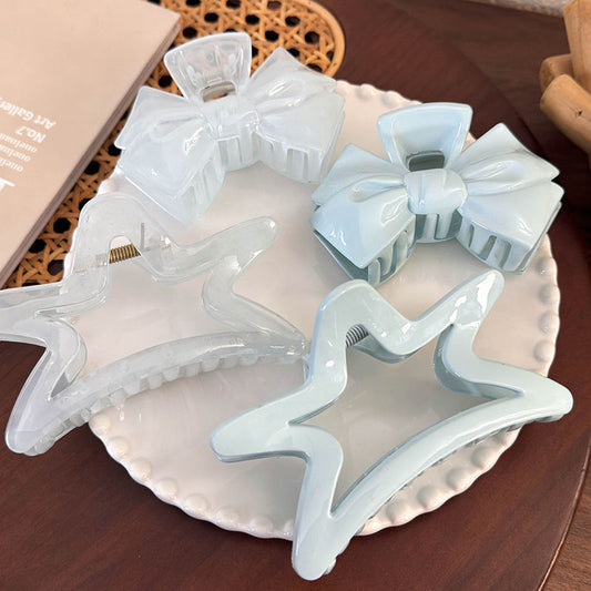 Big Solid Blue Star Hair Claw