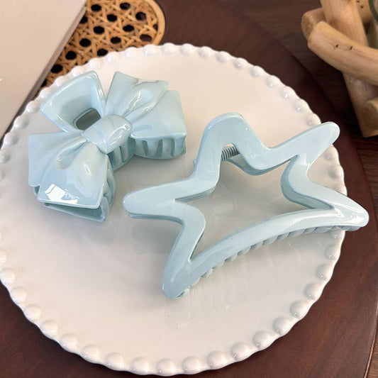 Big Transparent Blue Star Hair Claw