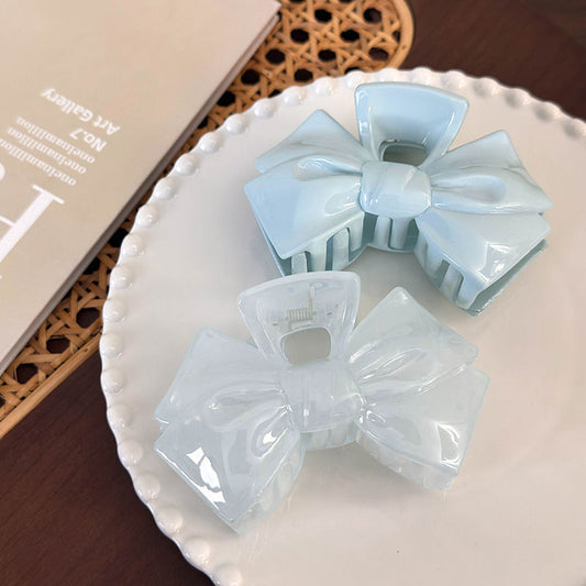 Big Transparent Blue Bow Hair Claw