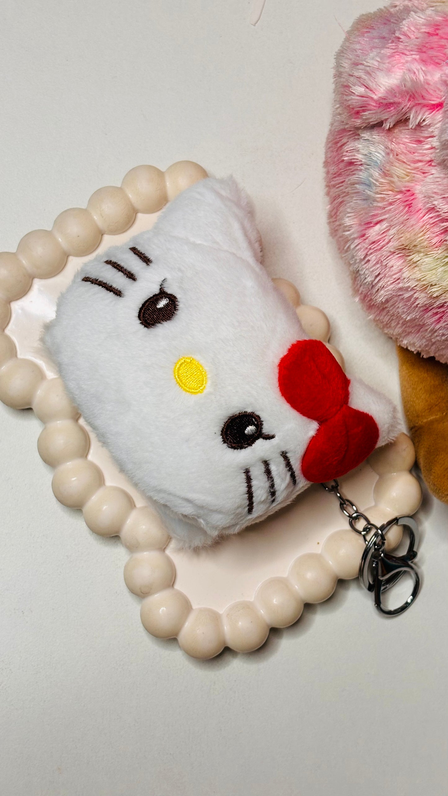 Cute Plush Folding Mirror Keychain