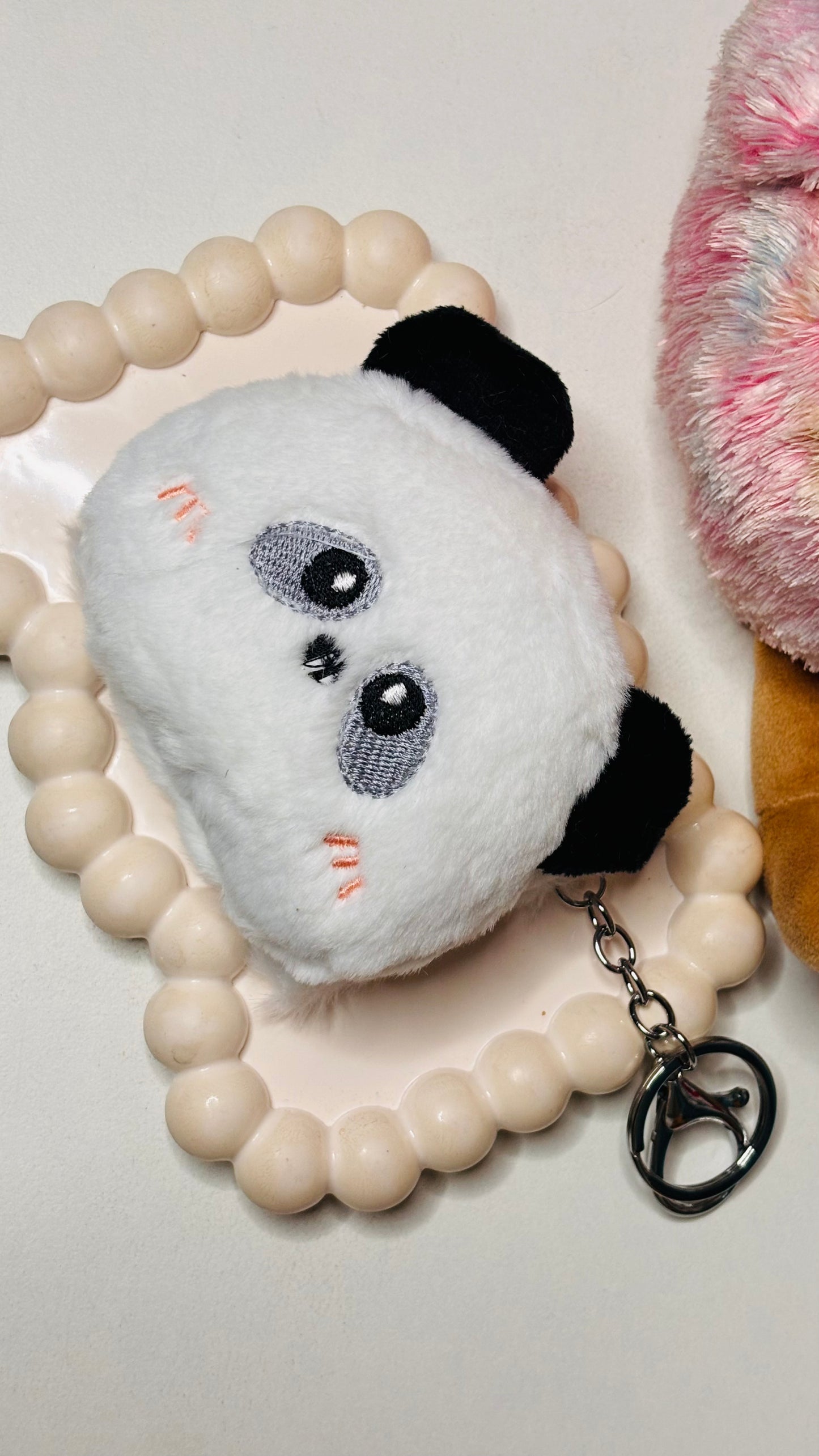 Cute Plush Folding Mirror Keychain