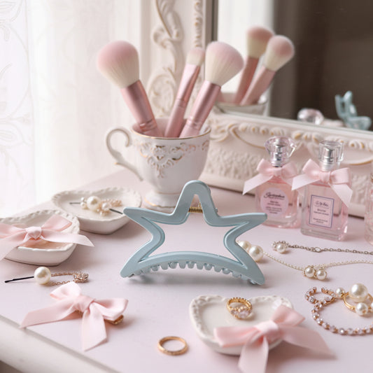 Star-shaped clip on a textured surface