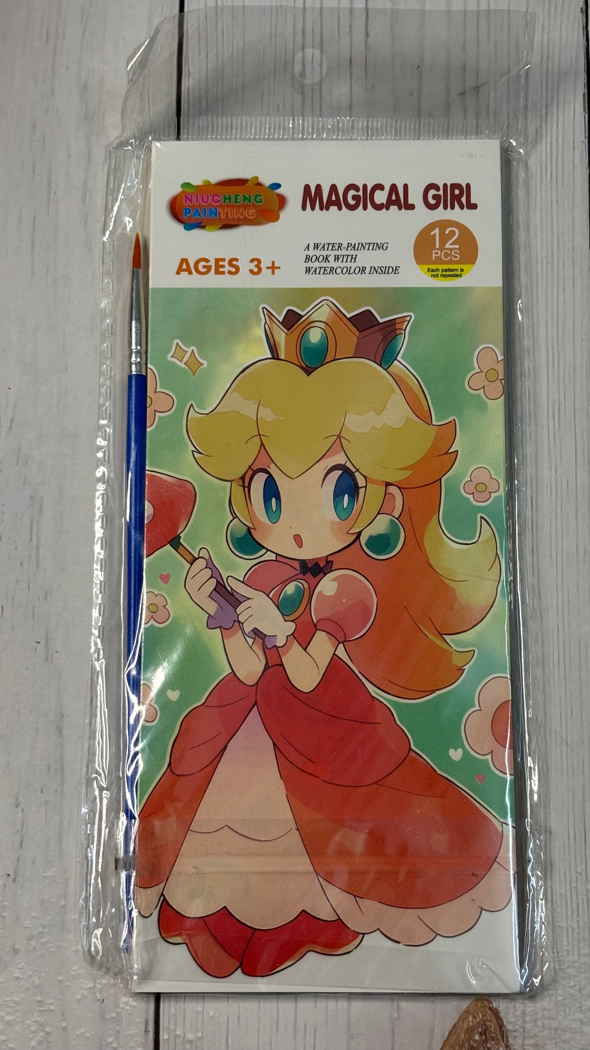 Packaged product with a cartoon character on a colorful label, featuring the text 'Magical Girl'.