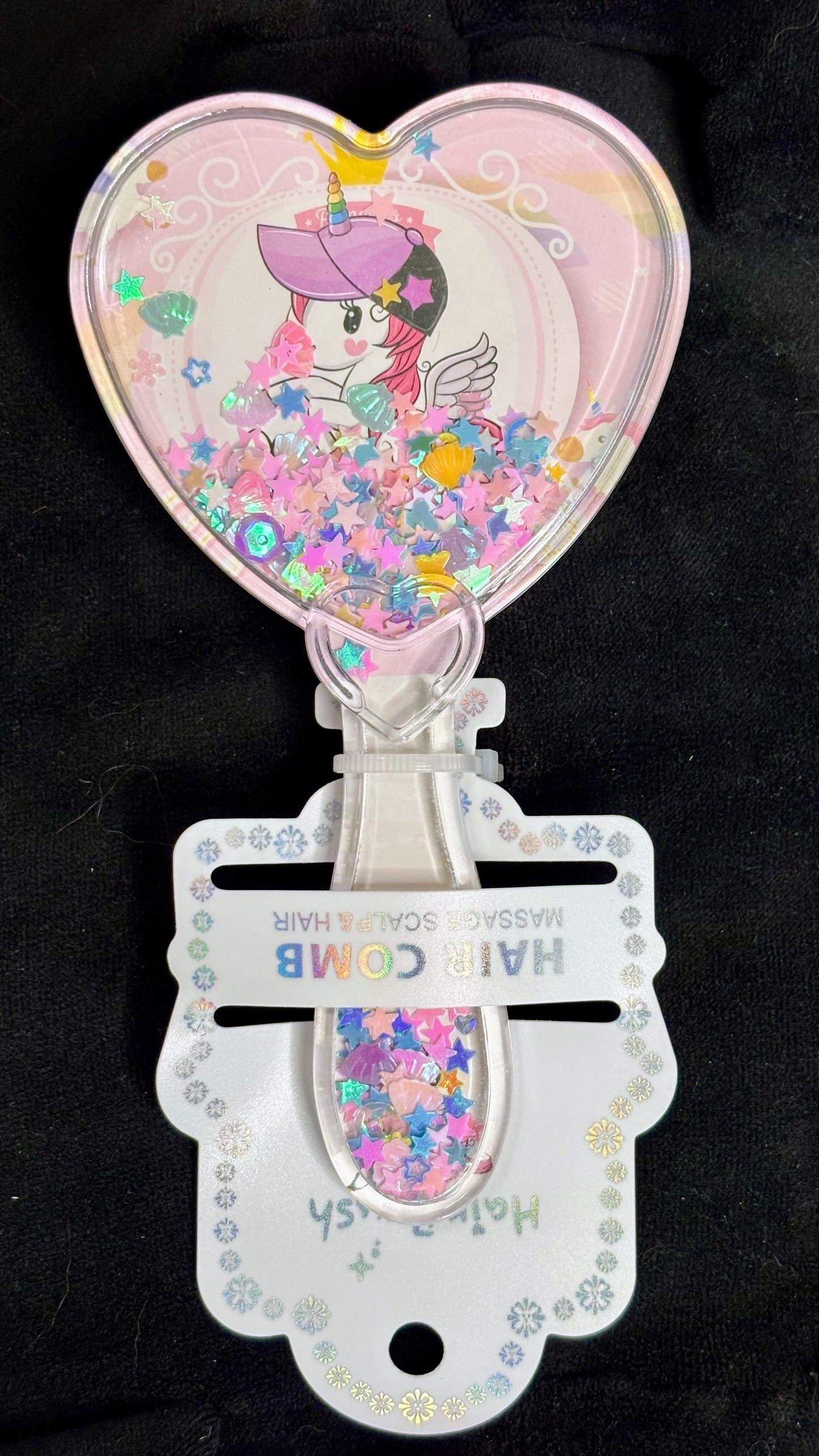 Heart Glitter Mini Hair Brush ( 1 Pc)