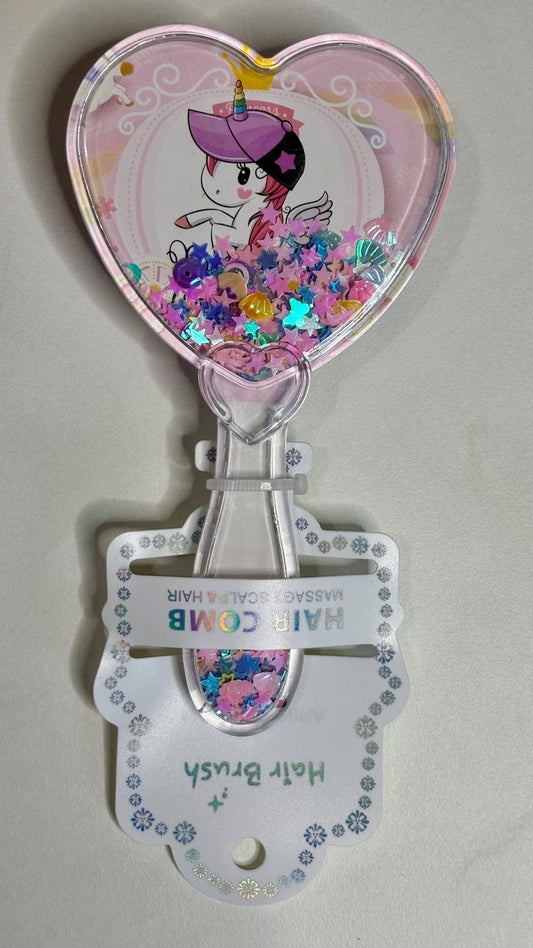 Heart Glitter Mini Hair Brush ( 1 Pc)