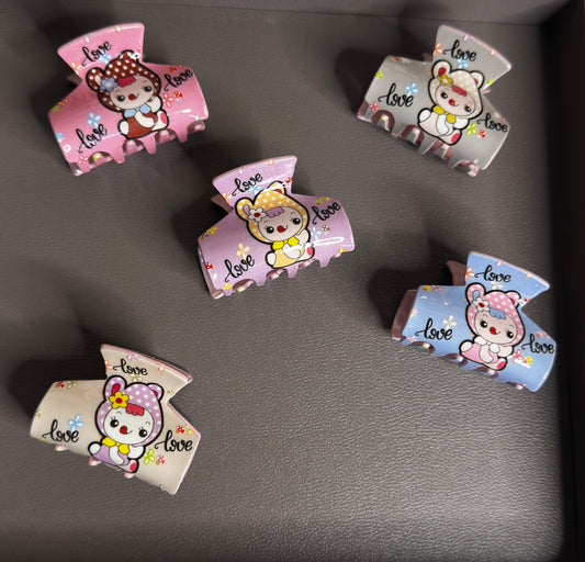 Printed Teddy Claw Clip (1Pc)
