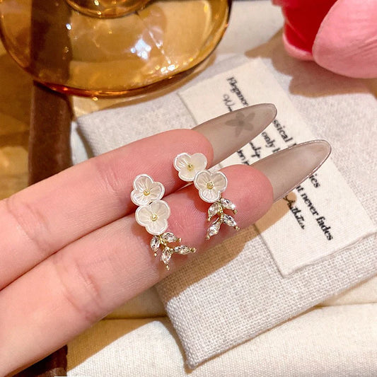 Plum Blossom Branch and Leaf Earrings