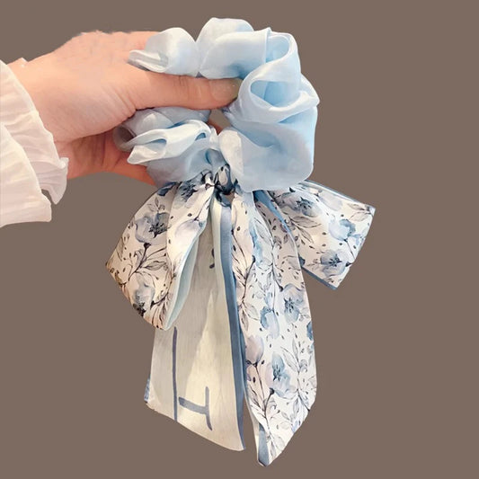 Floral Bow Large Hair Scrunchie (1 PC)