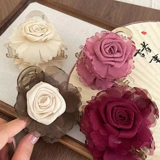 Fairy-Style Tulle Rose Acrylic Hair Clutcher (1 Pc)