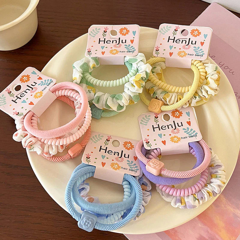 Four-piece Set Dopamine Rubber Band Hair Tie