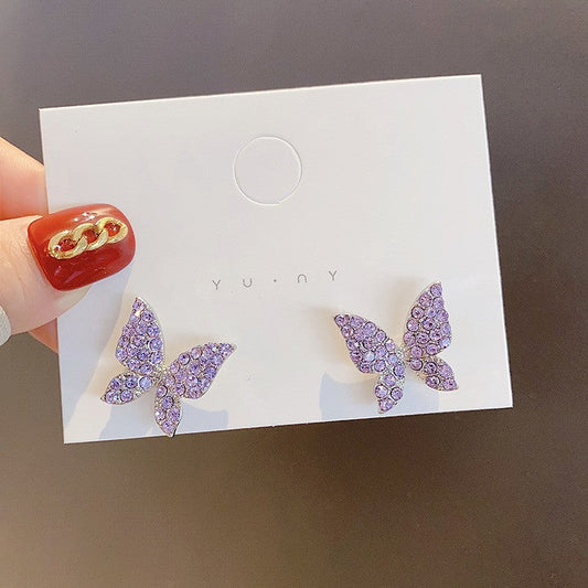 Elegant Purple Butterfly Earrings