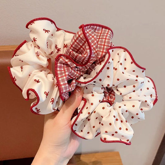 Red Sweet Polka Dot Bow Scrunchie (1 Pc)