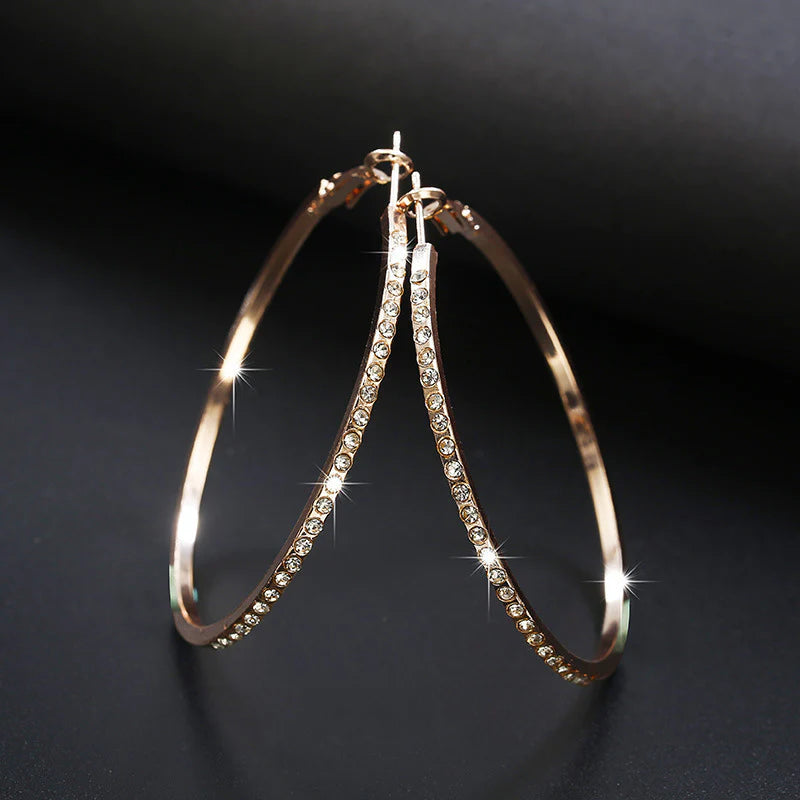 Exaggerated Sparkling Circle Bedazzled Large Earrings