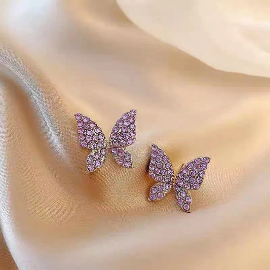 Elegant Purple Butterfly Earrings